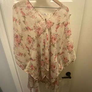 Sheer floral cardigan
